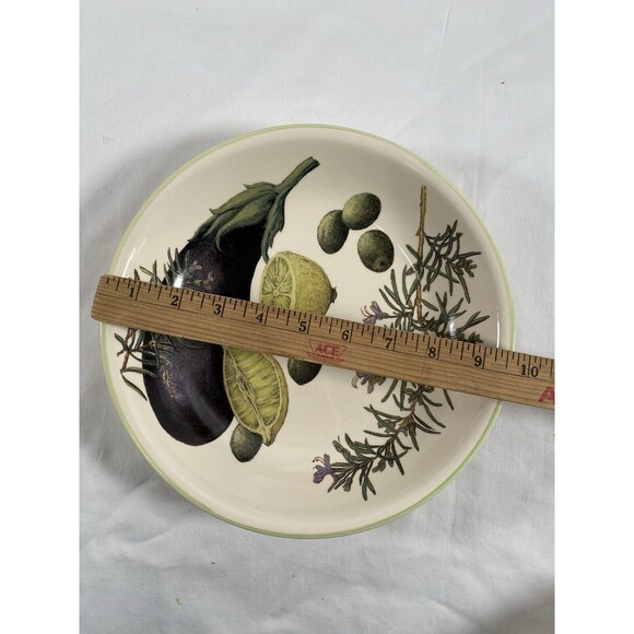 Williams Sonoma Eggplant Herbs Lemon 9 3/4" Ceramic Pasta Dish Serving Bowl #740 - Picture 3 of 4